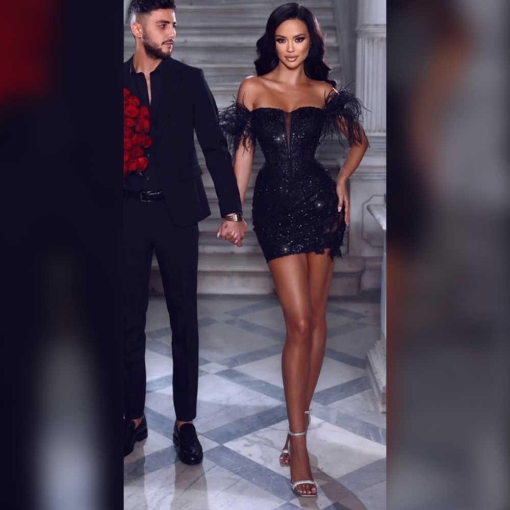 Black sparkly hoco dress, party dress, Halloween, bachelorette or Vegas dress